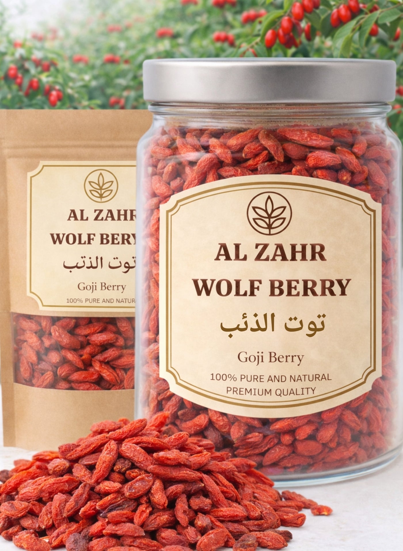 Wolf Berry (Goji Berry) Whole | Toot Al Dhi’b | Lycium barbarum | 100% Natural Sun-Dried Berries for Gardening, Horticulture & Botanical Use
